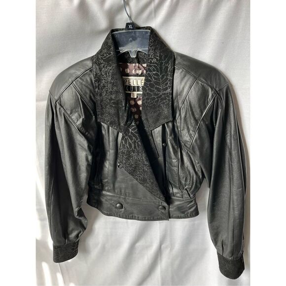 Pelle Cuir Leather Cropped Blazer Jacket Vintage - Picture 1 of 11